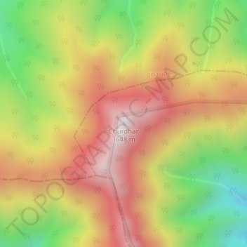 Churdhar topographic map, elevation, terrain