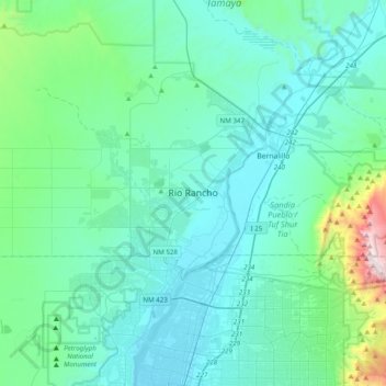 Rio Rancho topographic map, elevation, terrain
