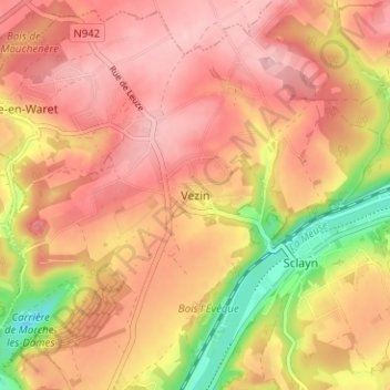 Vezin topographic map, elevation, terrain