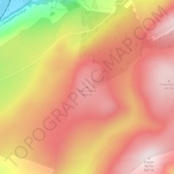 Pen-Y-Garn topographic map, elevation, terrain