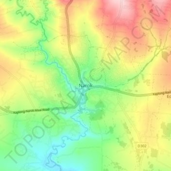 Narok topographic map, elevation, terrain