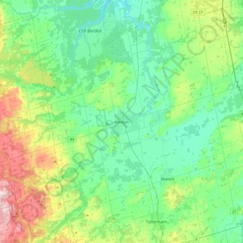 New Tecumseth topographic map, elevation, terrain