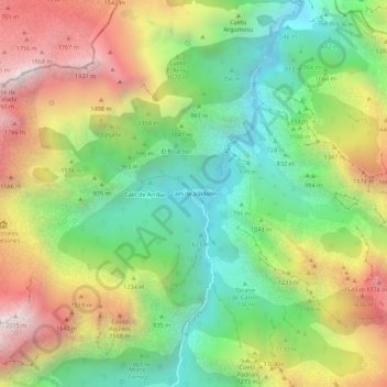 Caín de Valdeon topographic map, elevation, terrain