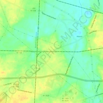 West Paducah topographic map, elevation, terrain