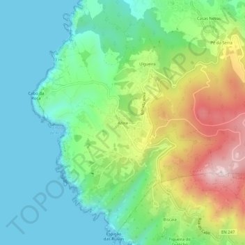 Azoia topographic map, elevation, terrain