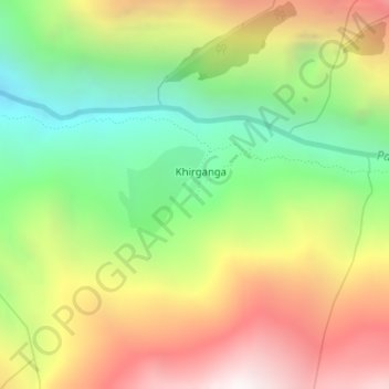 Kheerganga Hot Spring topographic map, elevation, terrain