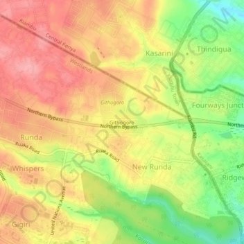 Githogoro topographic map, elevation, terrain