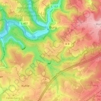 Höhrath topographic map, elevation, terrain
