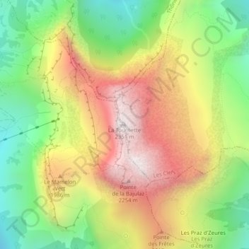 La Tournette topographic map, elevation, terrain