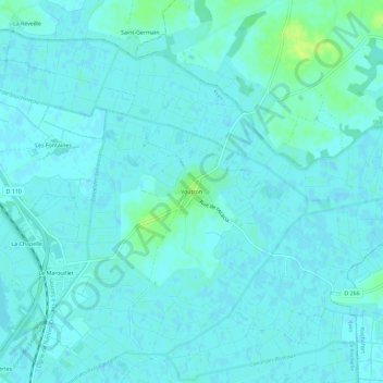 Voutron topographic map, elevation, terrain