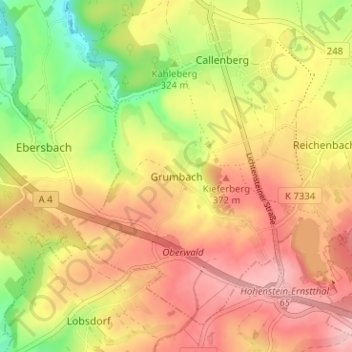 Grumbach topographic map, elevation, terrain