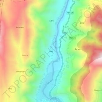 Bari topographic map, elevation, terrain