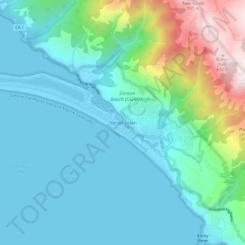 Stinson Beach topographic map, elevation, terrain