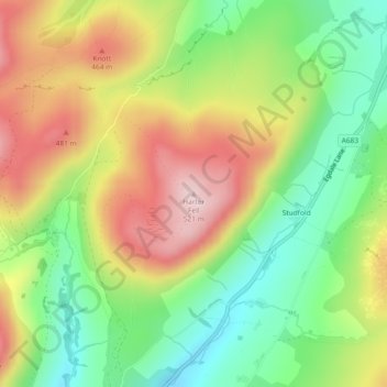 Harter Fell topographic map, elevation, terrain