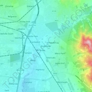 Kuils River topographic map, elevation, terrain