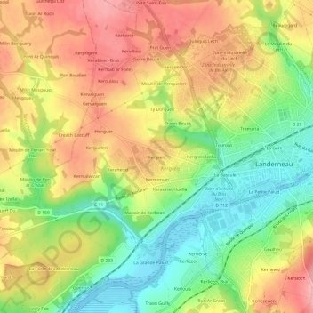 Kergreis topographic map, elevation, terrain