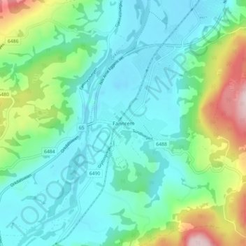 Fannrem topographic map, elevation, terrain