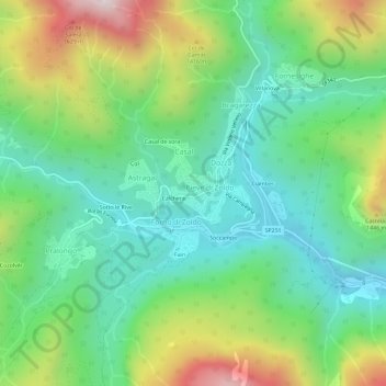 Cella topographic map, elevation, terrain