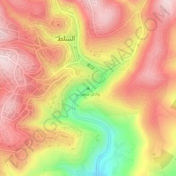 Wadi Shuʿeib topographic map, elevation, terrain