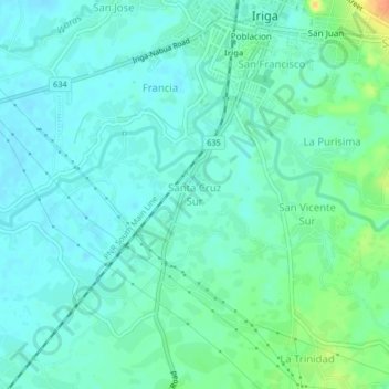 Santa Cruz Sur topographic map, elevation, terrain