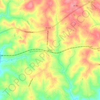 Goode topographic map, elevation, terrain