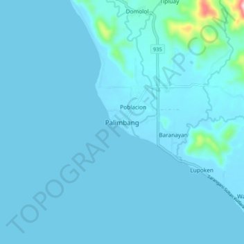 Palimbang topographic map, elevation, terrain