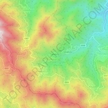 Livadia topographic map, elevation, terrain