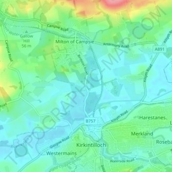 Birdston topographic map, elevation, terrain