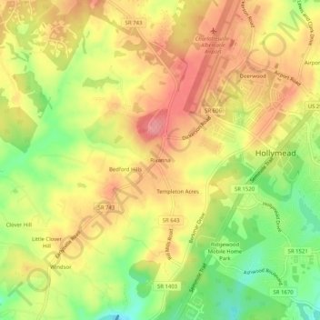 Rivanna topographic map, elevation, terrain