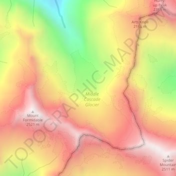 Middle Cascade Glacier topographic map, elevation, terrain