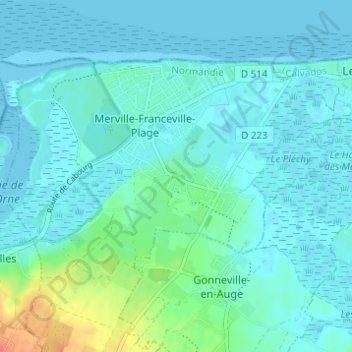 Merville topographic map, elevation, terrain