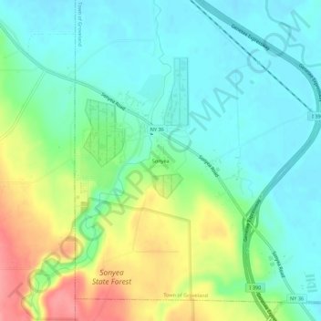 Sonyea topographic map, elevation, terrain
