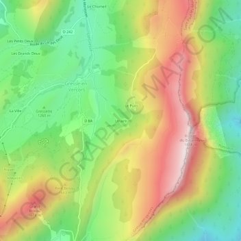 Uclaire topographic map, elevation, terrain