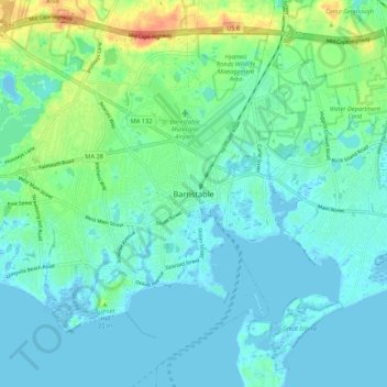 Barnstable topographic map, elevation, terrain