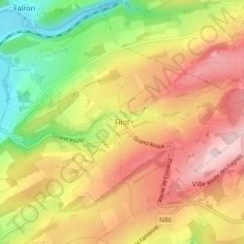 Filot topographic map, elevation, terrain