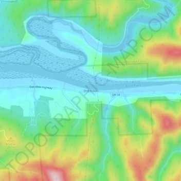 Drift Creek topographic map, elevation, terrain
