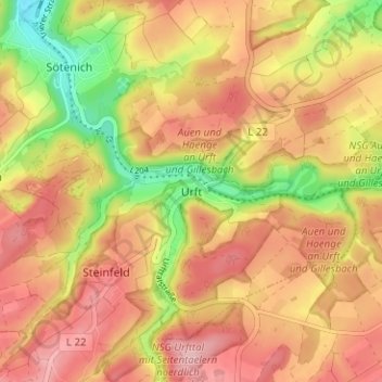 Urft topographic map, elevation, terrain