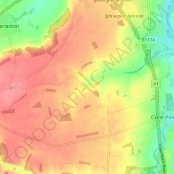 Stroxton topographic map, elevation, terrain