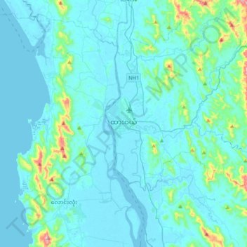 Dawei topographic map, elevation, terrain