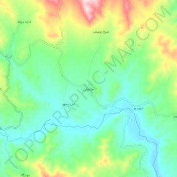Khalifan, Mahabad topographic map, elevation, terrain