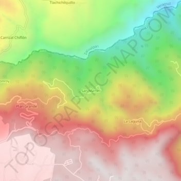 San Martín topographic map, elevation, terrain