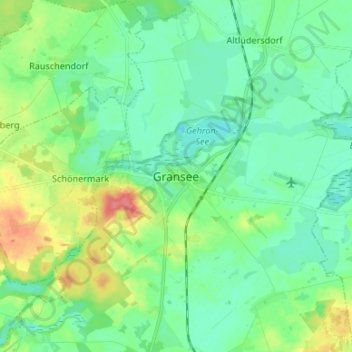 Gransee topographic map, elevation, terrain