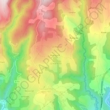Beauregard topographic map, elevation, terrain