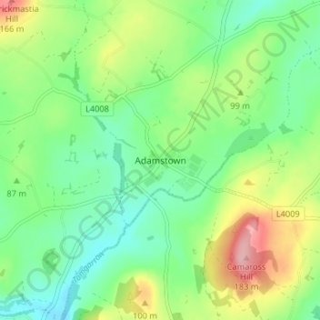 Adamstown topographic map, elevation, terrain