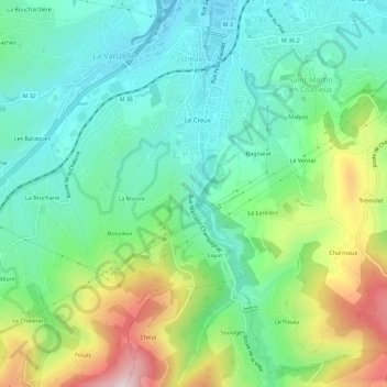 Moulin Combat topographic map, elevation, terrain