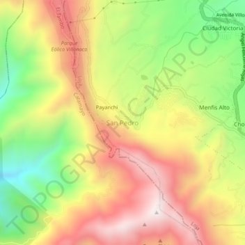 San Pedro topographic map, elevation, terrain