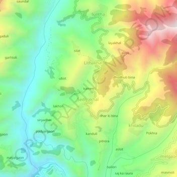 kameri topographic map, elevation, terrain