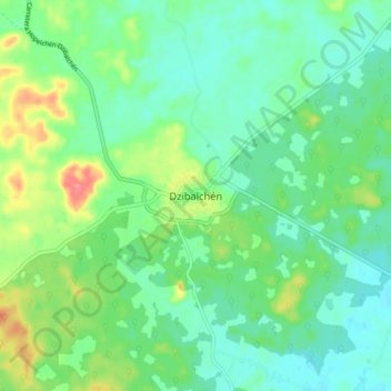 Dzibalchén topographic map, elevation, terrain