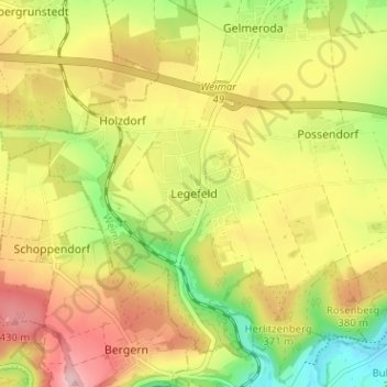Legefeld topographic map, elevation, terrain