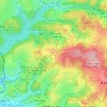 Glietenberg topographic map, elevation, terrain